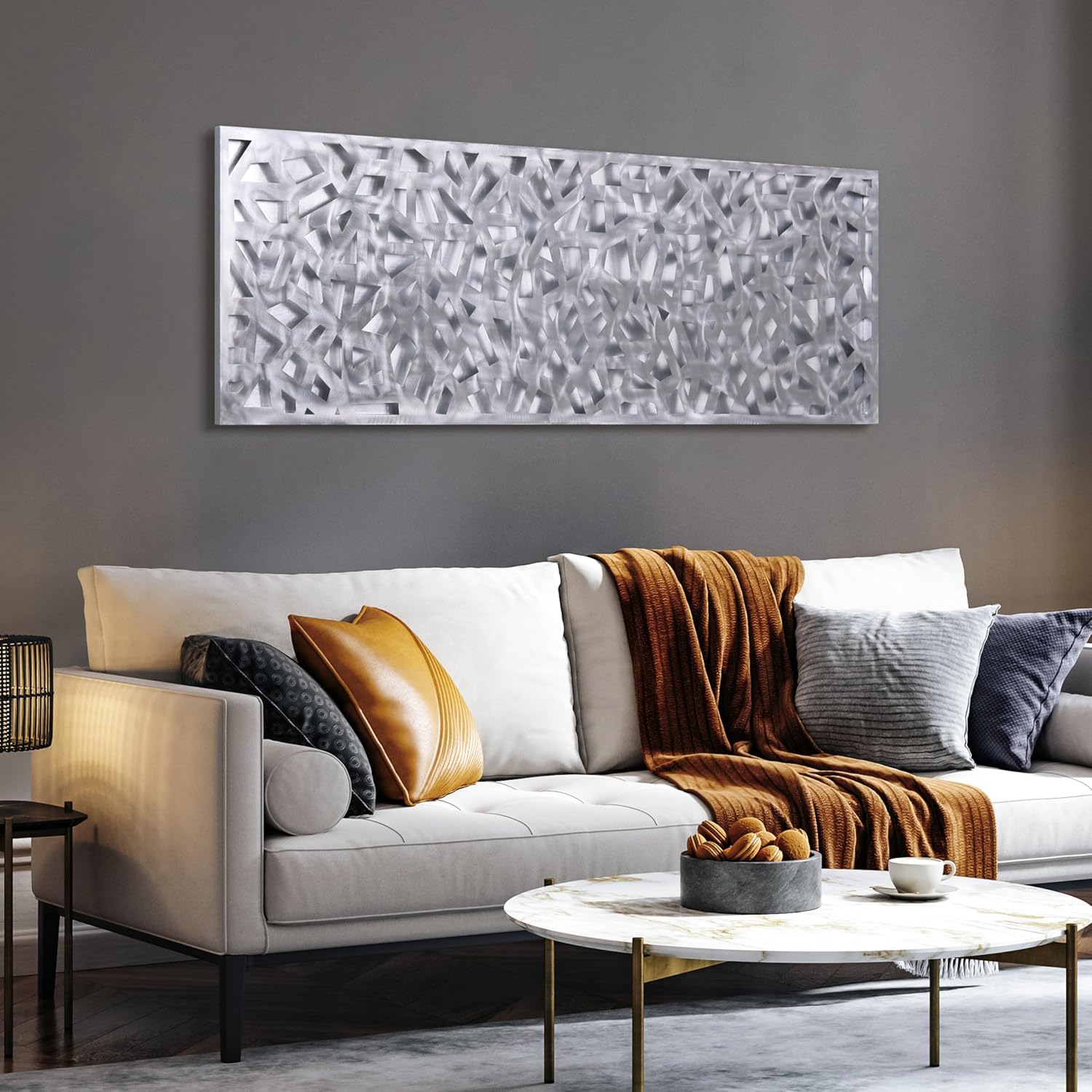 Empire Art Direct Enigma 3D Polished Steel Sculpture, Abstract Metal Wall Art with Gold Leaf, Ready to Hang, Living Room, Bedroom  Office,Gold, 72x22
