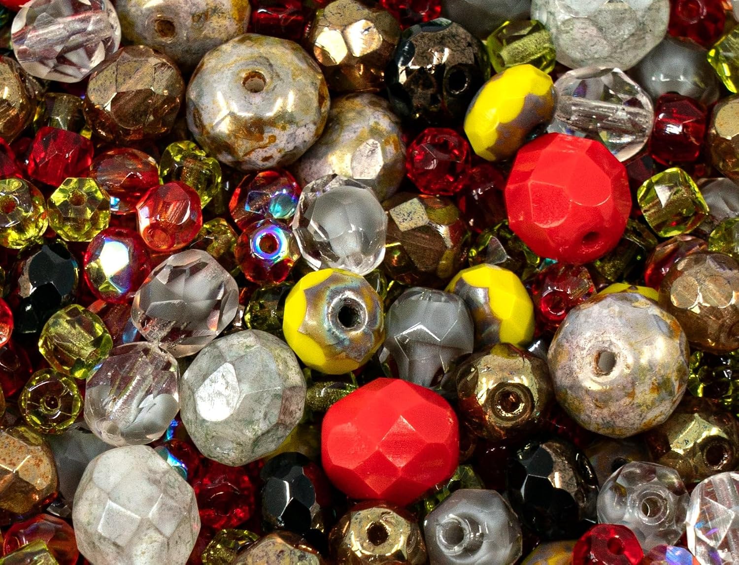 Outlet 10 Grams Faceted Round Fire Polished Beads, mi x -f mm, Turquoise Mix (c-mix08), Glass, Czech Republic