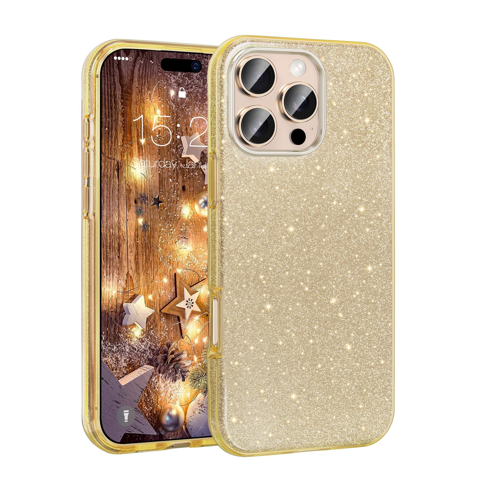 MATEPROX Compatible with iPhone 16 Pro Case[2024], Glitter Bling 3-Layer Shockproof Anti-Scratch Cover 6.3'' for Girls Women,Trendy Sparkle Protective