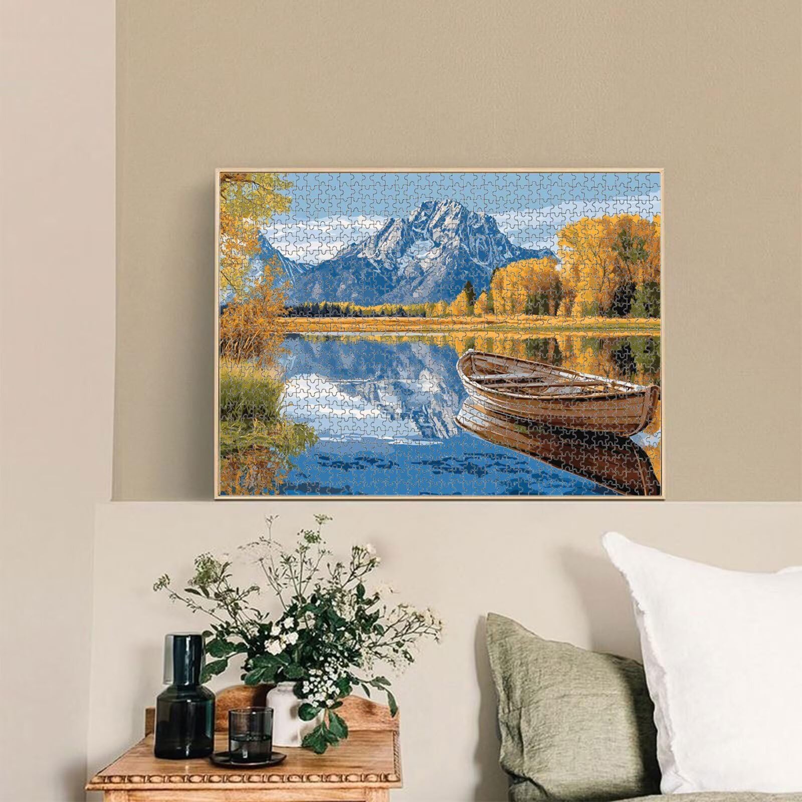 1000 elementów, puzzle dla dorosłych, góry i jezioro, wytrzymałe drewniane puzzle 1T#640