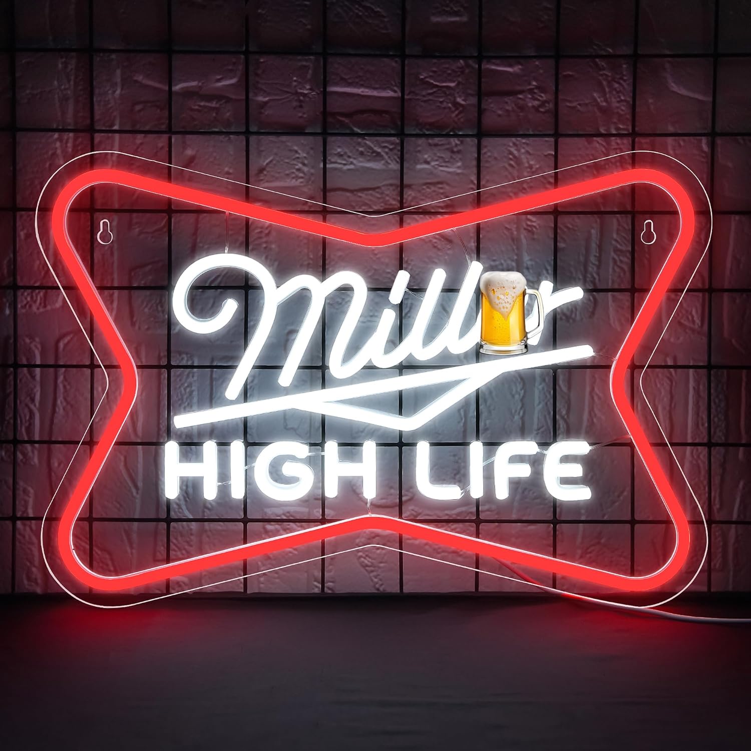 Beer Neon Sign for Wall Decor Beer LED Neon Lights for Home Bar Man Cave Garage Pub Bar Party Game Room Hotel Bedroom Birthday Gifts USB Powered(XD-270) Red and white mil