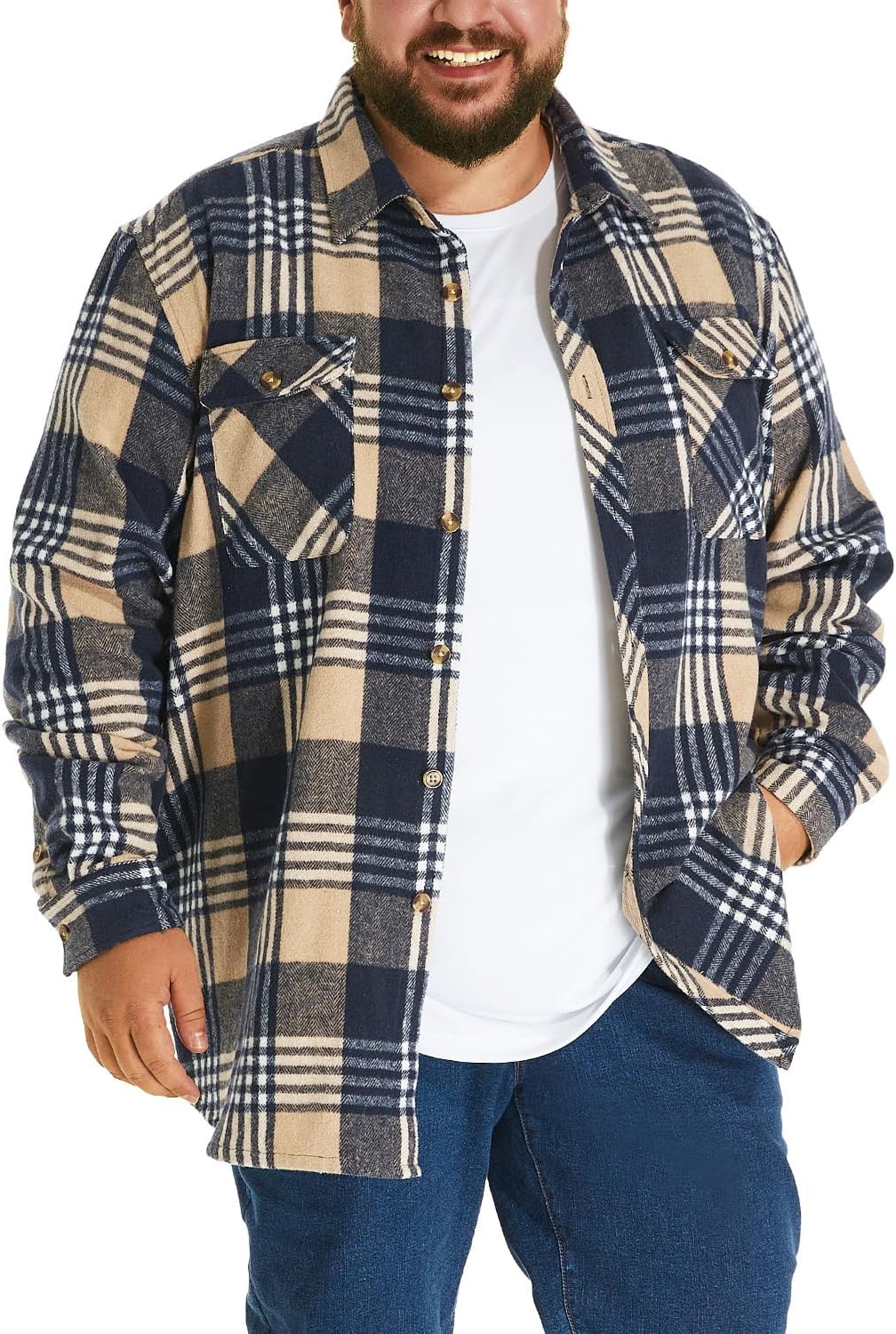 HOdo Big and Tall Mens Heavyweight Flannel Shirt 2XL- 6XL Button Down Shirt - Image 5