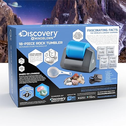 Miniatura 9 de Discovery #MINDBLOWN - Juego de vasos de roca de 18 piezas, máquina motorizada con kit de pulido, rocas y accesorios de joyería