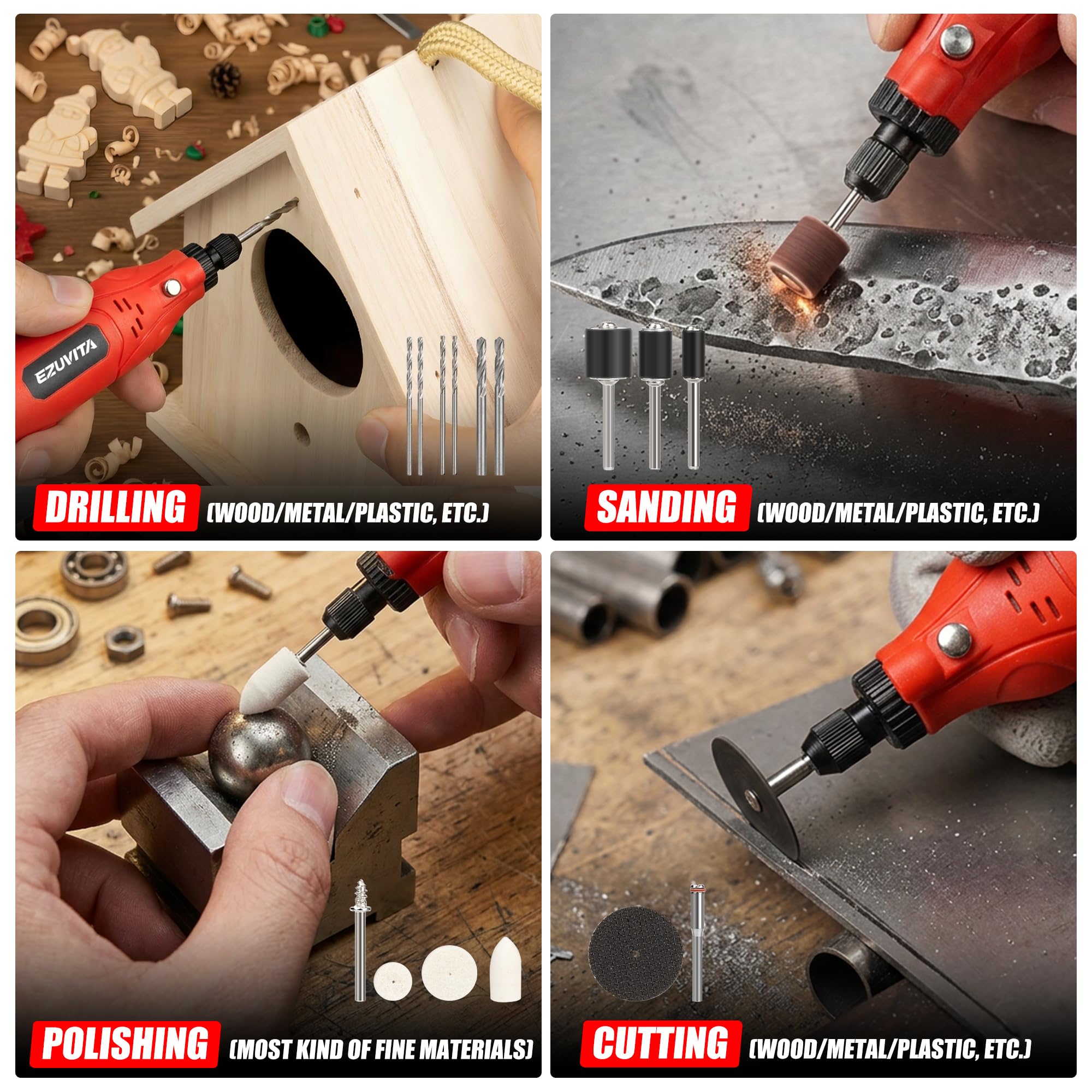 Kit de accesorios de herramientas rotativas de 618 piezas, se adapta a herramientas rotativas Dremel, ajuste universal para pulir, lijar, cortar, perforar, grabar, moler con estuche de