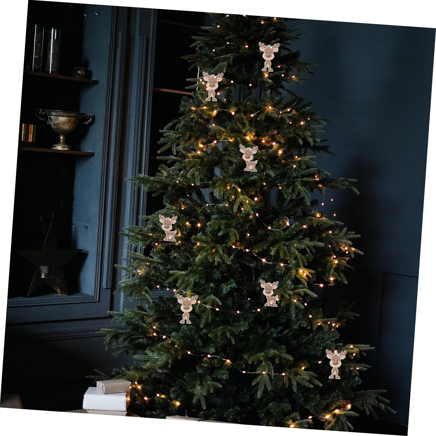 Alipis 8 Sätze Elch Charme Frohe Weihnachten Wandschild Leichte Girlande Baumschmuck Weihnachten Weihnachtsdekorationen Etikett Weihnachtsanhänger Holz 10 Stück * 8