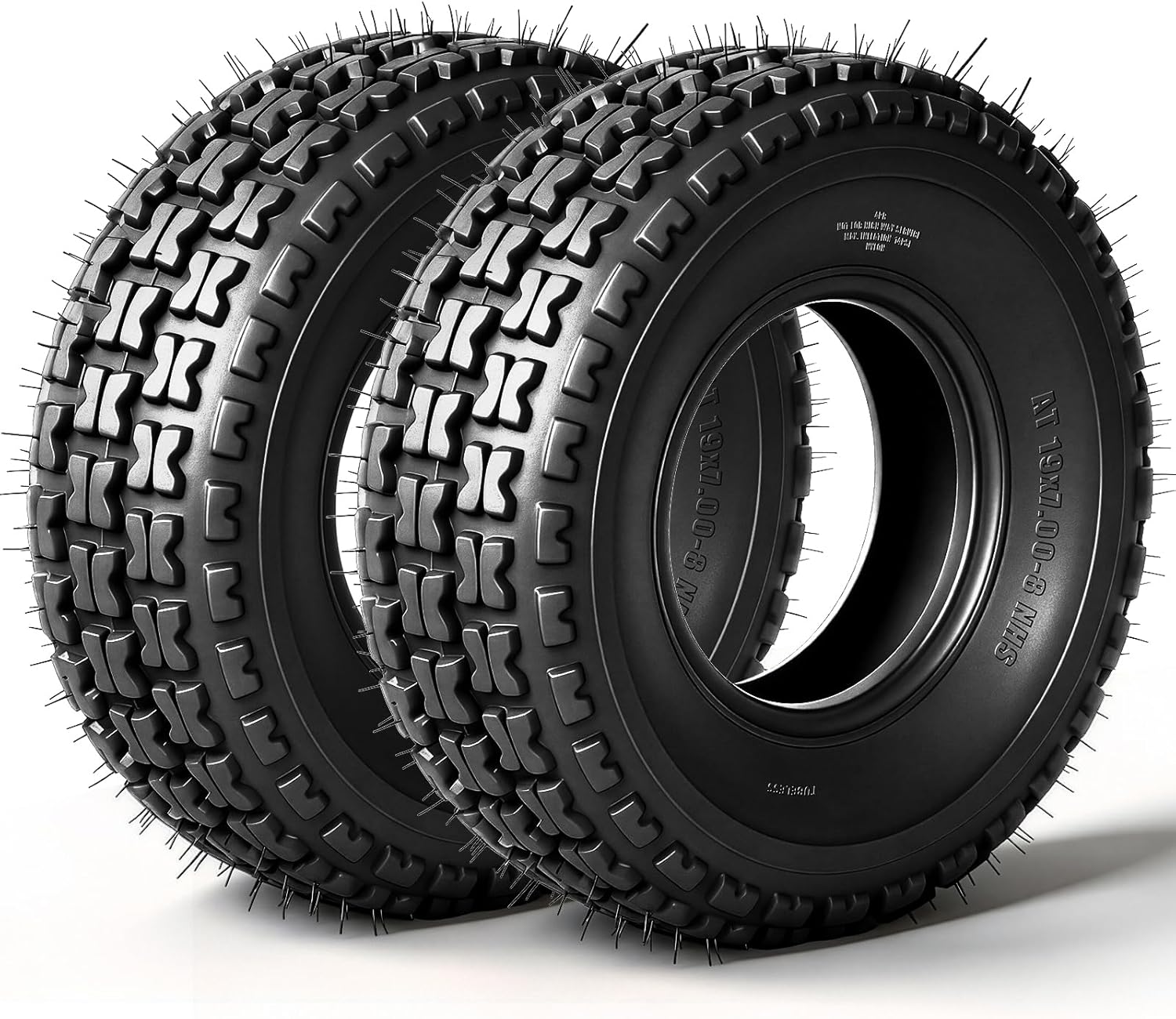 Set of 2 19x7-8 ATV UTV Tires 19x7x8 Mini Bike Tires 4PR Heavy Duty All-Terrain Tire Tubeless Non-Directional Tread