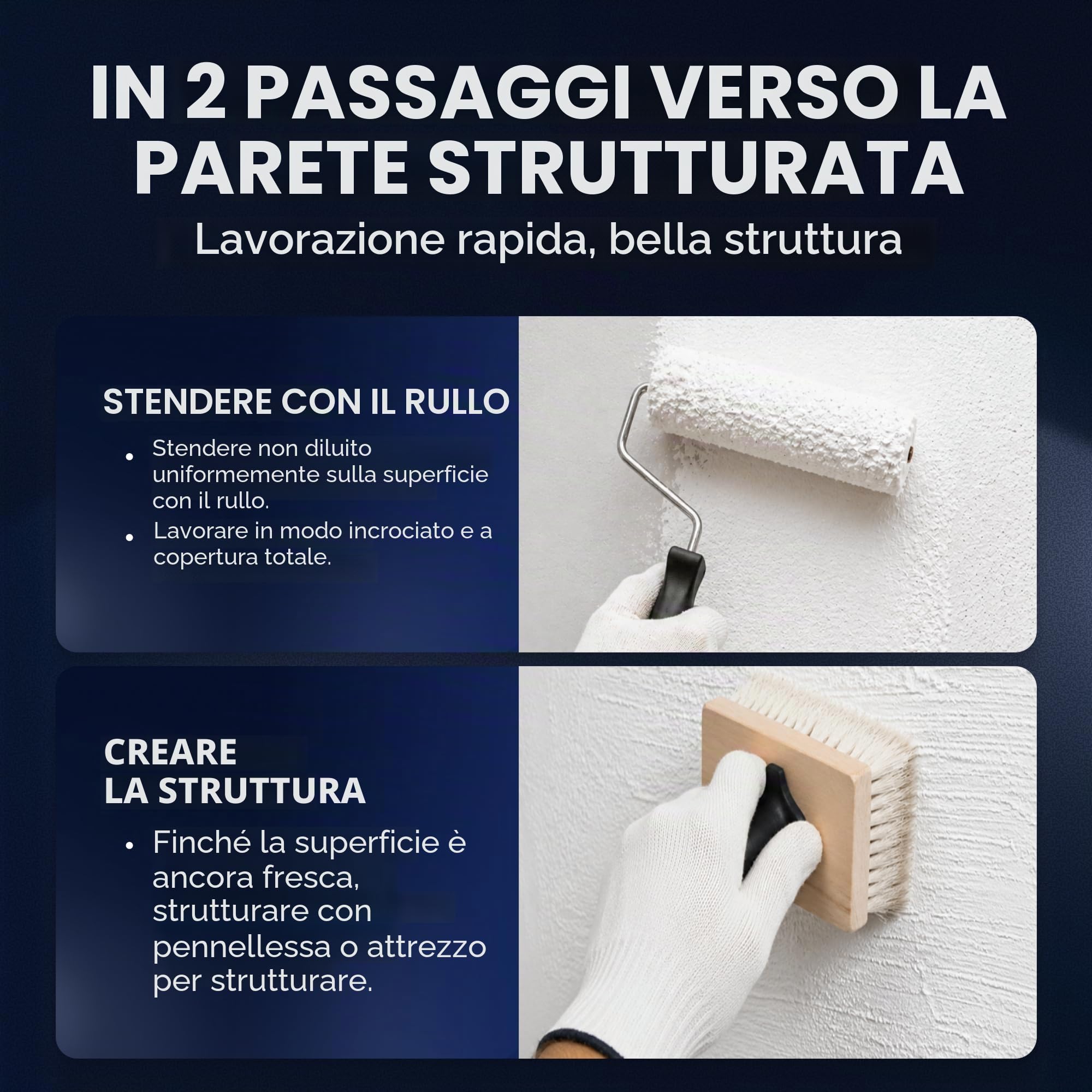 plid® Intonaco a Rullo per Interni & Esterni Bianco Opaco [20kg Set] - Traspirante, alta copertura, pronto all’uso - Finitura fine e grossolana per pareti interne ed esterne - Made in Germany