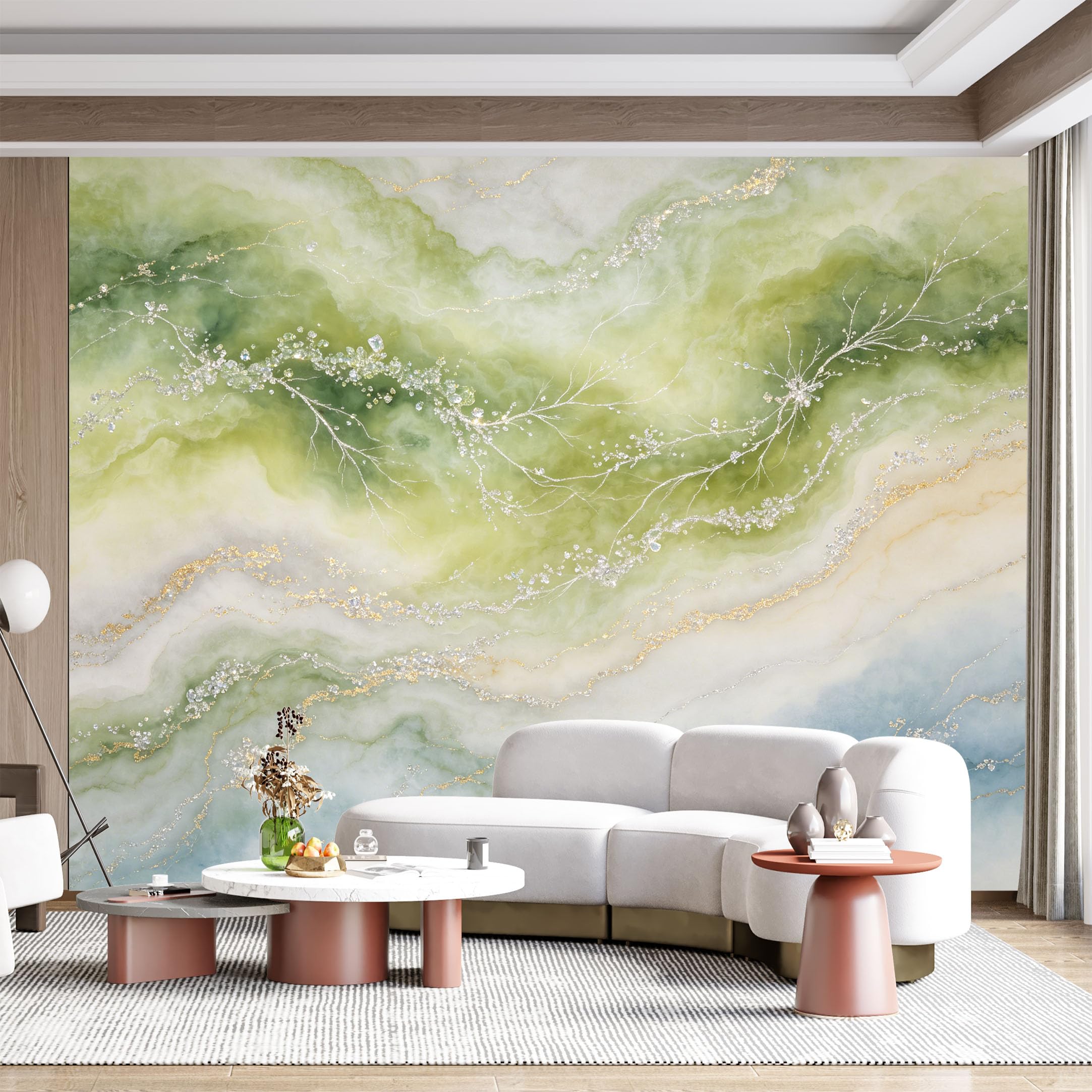 Custom Size Wall Mural Abstract Agate Geode Marble Stone Texture Glitter Branches Floral Painting SelfAdhesive Wall Fabric Removable for Home Office Decor
