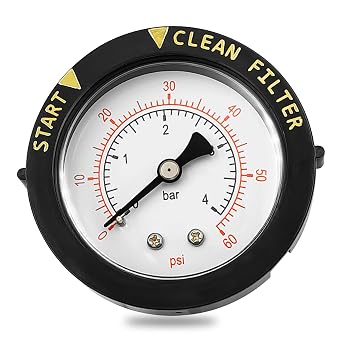 190059 Rear Mount Pressure Gauge Compatible with Pool/Spa Valve and Filter | Pool Pressure Gauge Compatible with Pentair Star Polymeric, FNS, SM & SMBW 4000/2000 Series,1/4" NPT Back Mount,0-60 Psi/bar