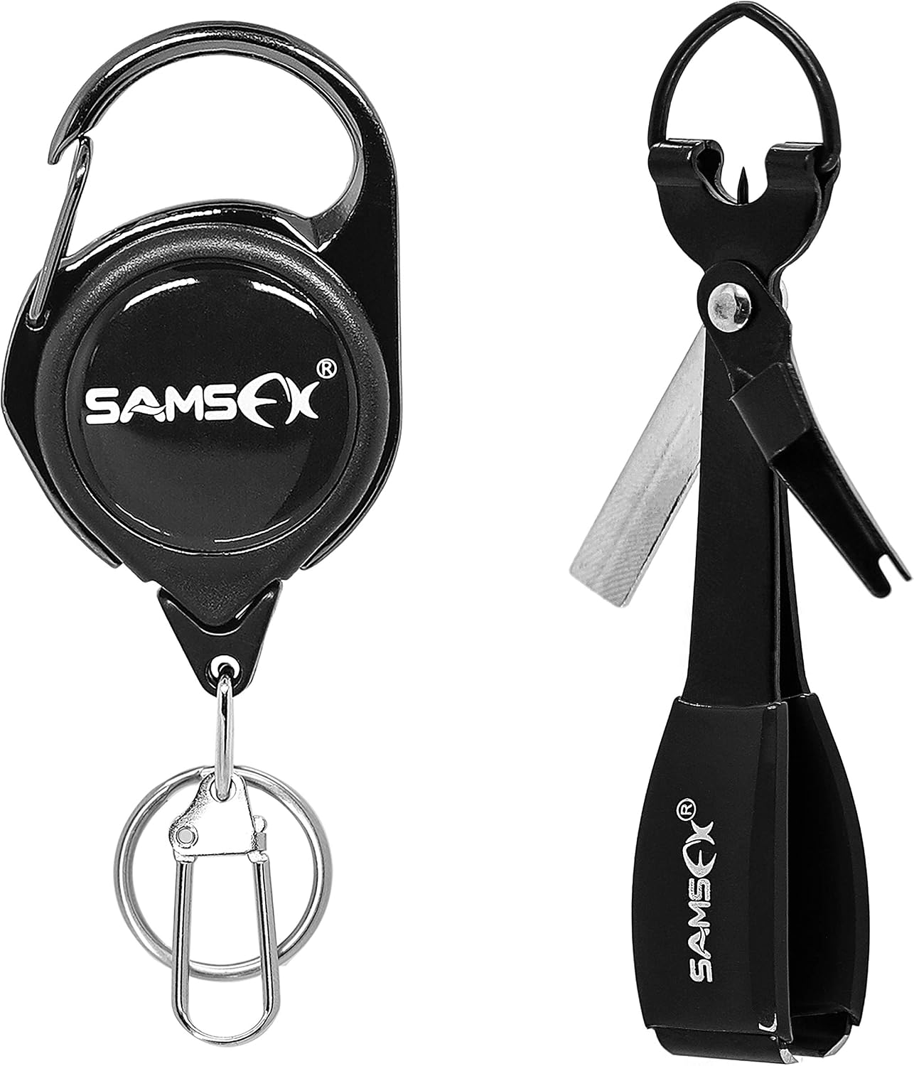 SAMSFX Fly Fishing Knot Tying Tools Quick Knot Tool for Fishing Hooks, Lures, Flies, Trout Line Backing, Come with Zinger Retractors