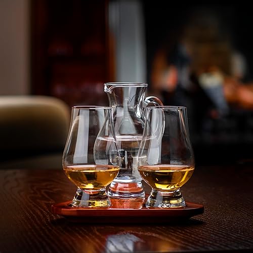Miniatura 5 de Glencairn - Juego de 2 vasos de whisky oficiales de Glencairn y bandeja de vuelo de agua - Juego de vasos de whisky de degustación para hombres y