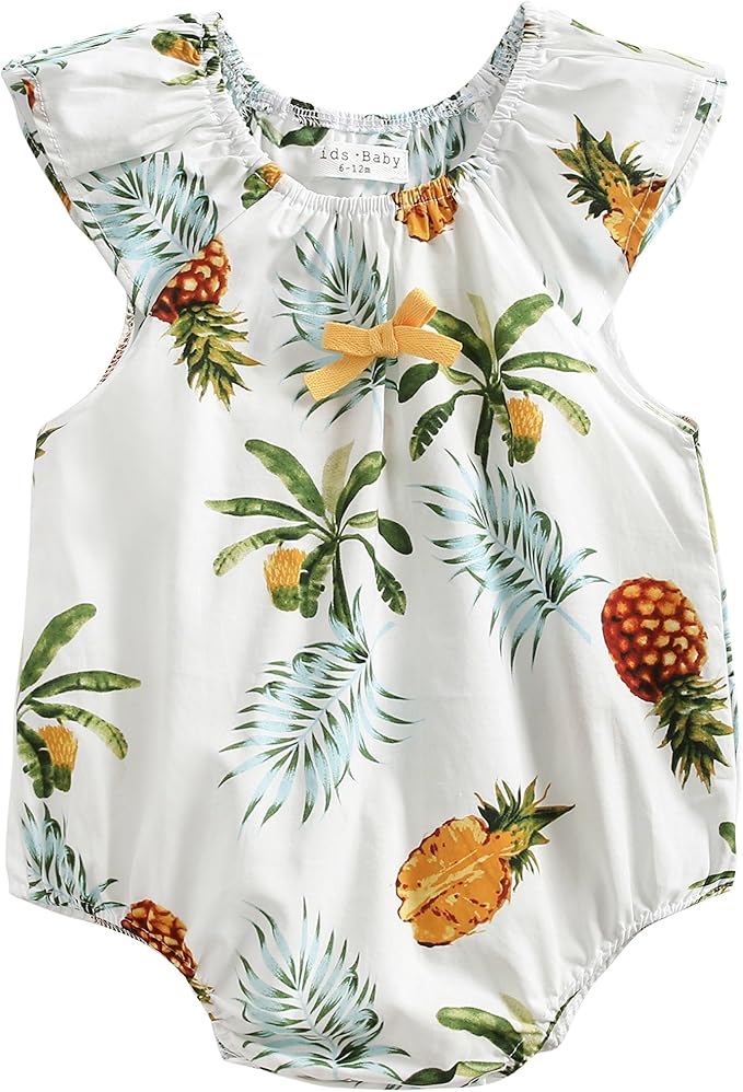Amazon Co Jp 赤ちゃん 女の子 パイナップル プリント 夏 ロンパース 赤ちゃん キッド 女の子 コットン カジュアル 服 服 ファッション小物