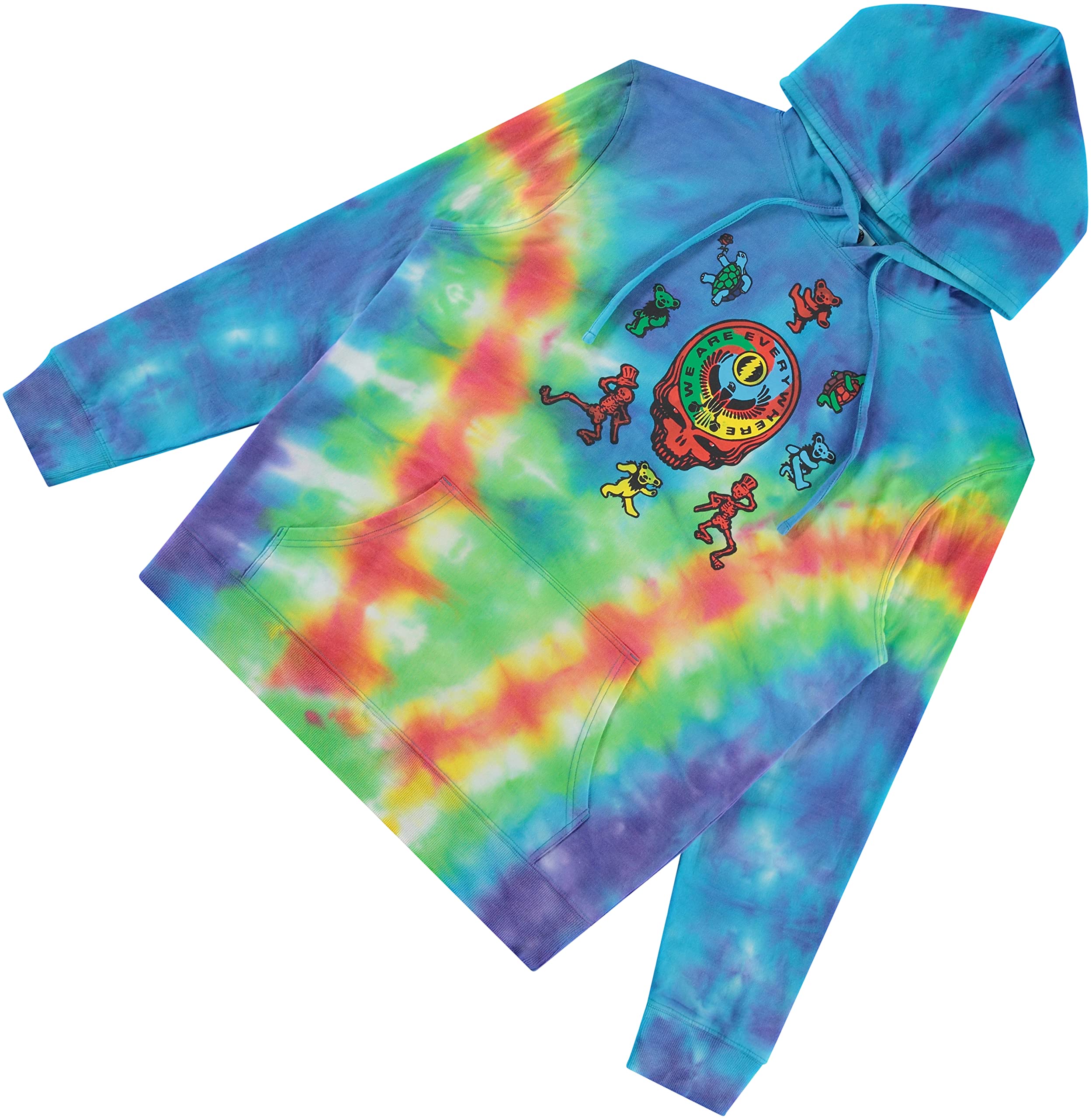 Grateful Dead Felpa con cappuccio da uomo con orsi danzanti, stile vintage, tie dye, rock, con stampa sulle maniche