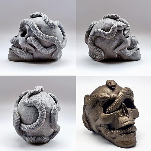 Miniatura 3 de Molde de jabón de vela de silicona con calavera de serpiente, moldes de caramelo de chocolate, moldes de arcilla de resina de yeso