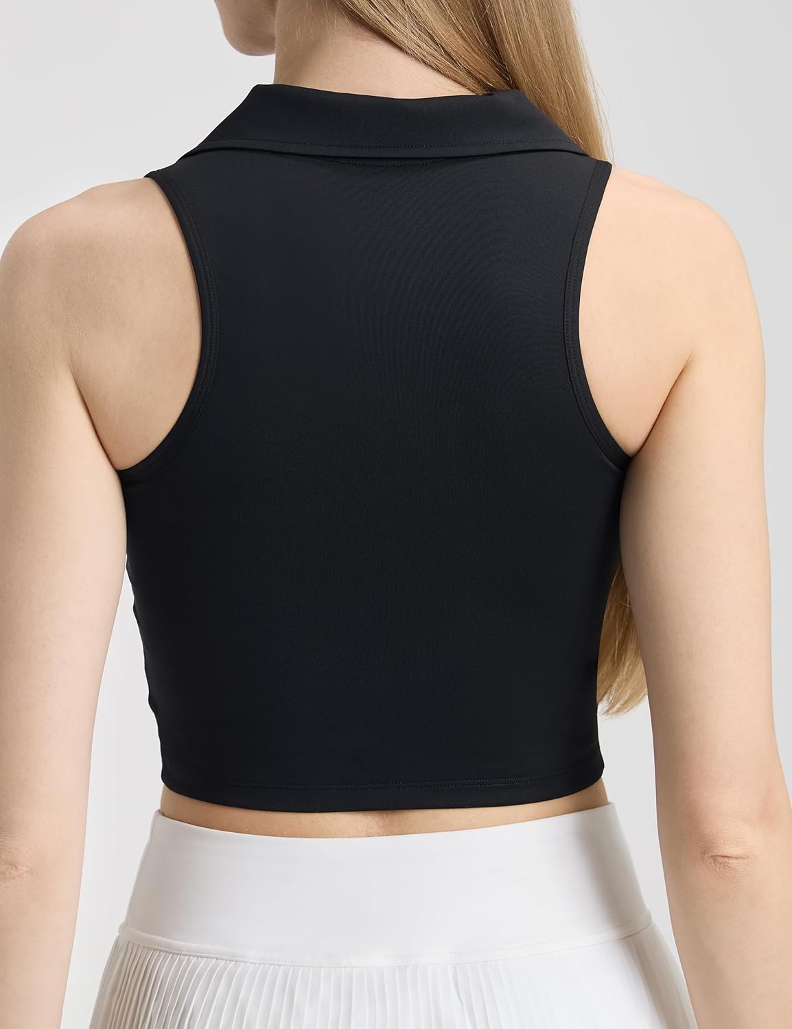 IFNOW Golf Shirts for Women V Neck Sleeveless Polo Collared Tennis Shirts Athletic Sports Cropped Tank Tops