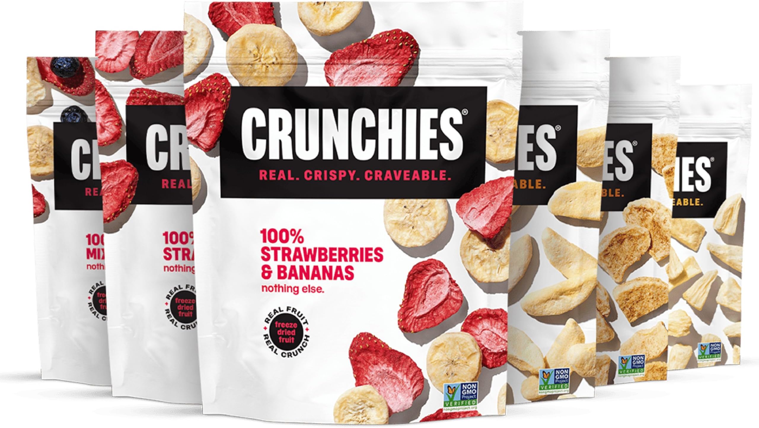 Crunchies Freeze-Dried Fruits, 100% All Natural Crispy Fruit, Non GMO and Kosher, Resealable Freeze Dried Fruit Snack Packs, Pack of 6 (Variety Pack)