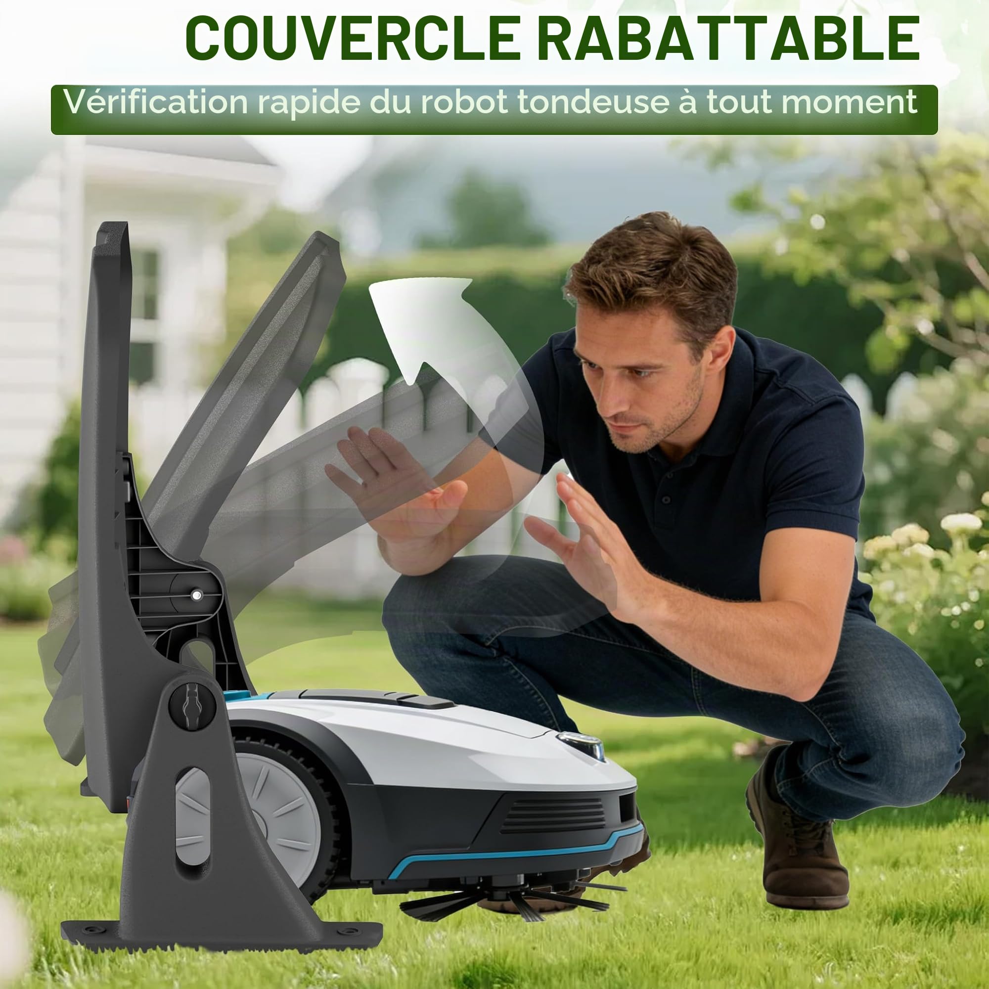 LZQ Garage pour robot tondeuse, résistant aux intempéries, résistant aux UV, abri de protection avec toit rabattable, toit de protection pour robot tondeuse, accessoire pour robot tondeuse à gazon