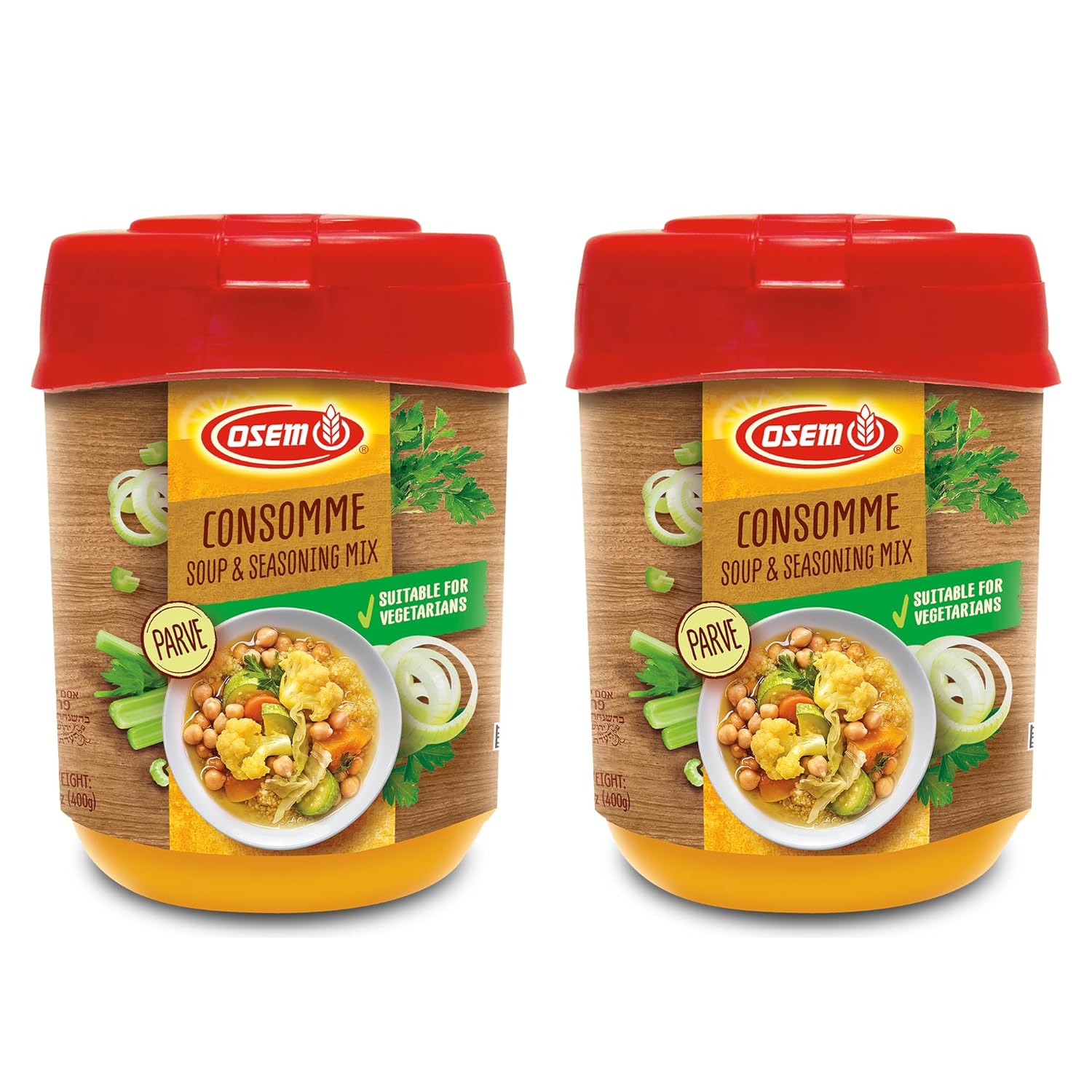 Osem Chicken Flavored Consomme Powder Soup & Seasoning Mix - Instant Broth Base, Perfect for Soups, Sauces, Stews, Rice, and More - Rich Savory Flavor Enhancer for Cooking - 14.1 oz (Pack of 2)