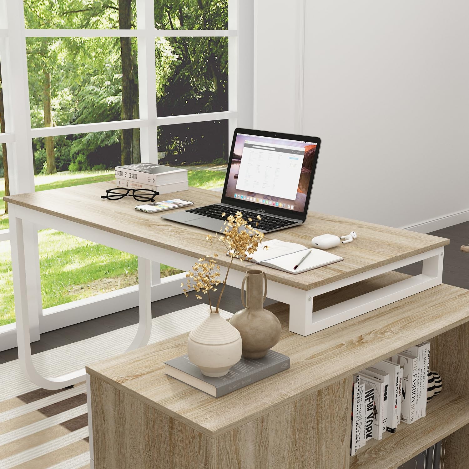 Escritorio en forma de L, escritorio de esquina, escritorio para ordenador, escritorio con 3 cajones y 2 compartimentos abiertos, mesa de trabajo, mesa de oficina, 130 x 105 x 75 cm, MDF