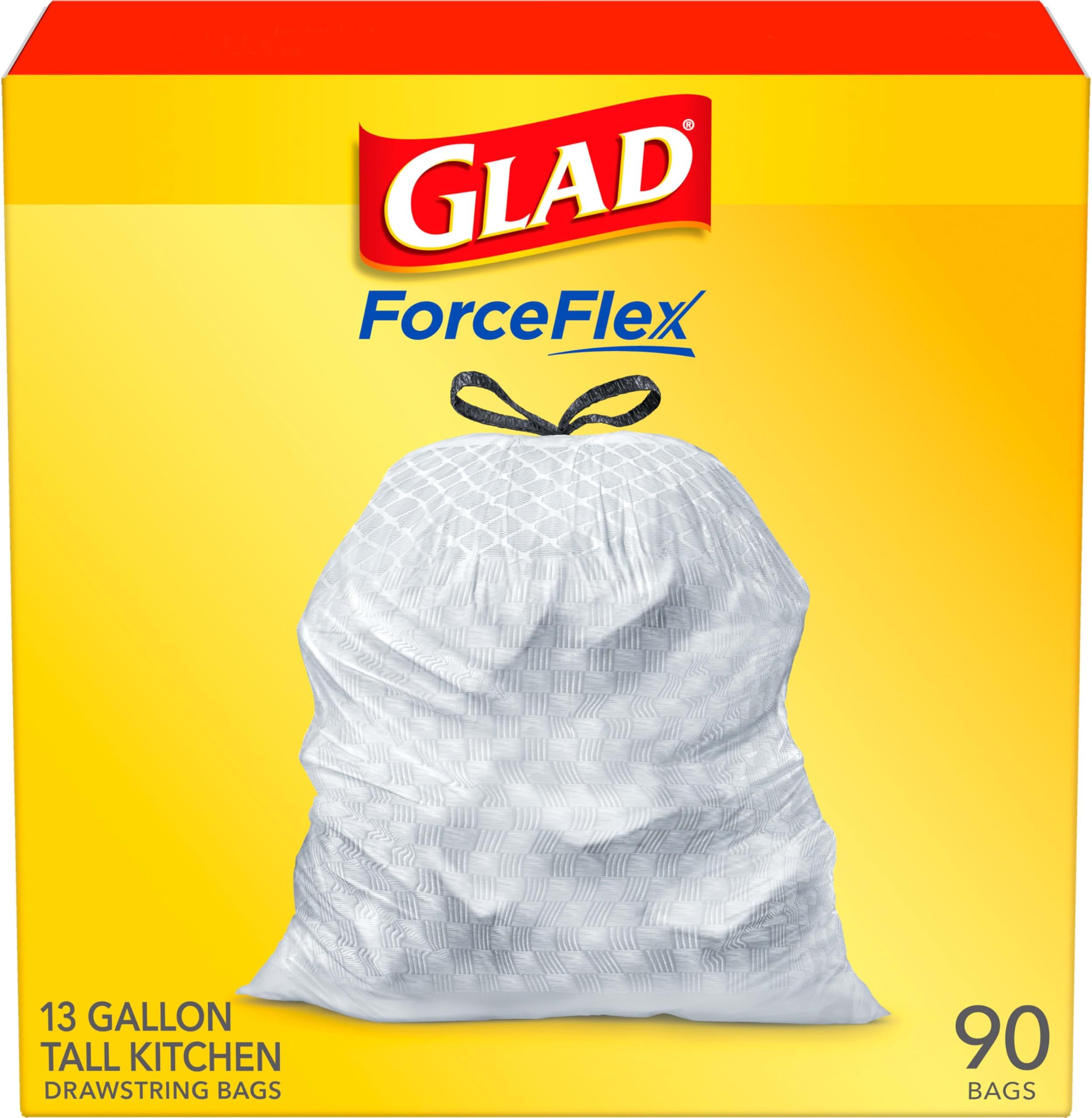 Glad ForceFlex Plus Tall Kitchen Drawstring Trash Bags (13 Gal