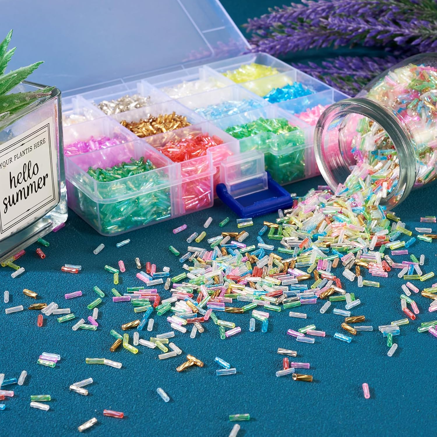 Craftdady 9000Pcs Glass Bugle Beads 12 Colors Twist Glass Seed Beads Bulk Tiny Loose Tube Beads for Bracelets Earring Jewelry Making Supplies
