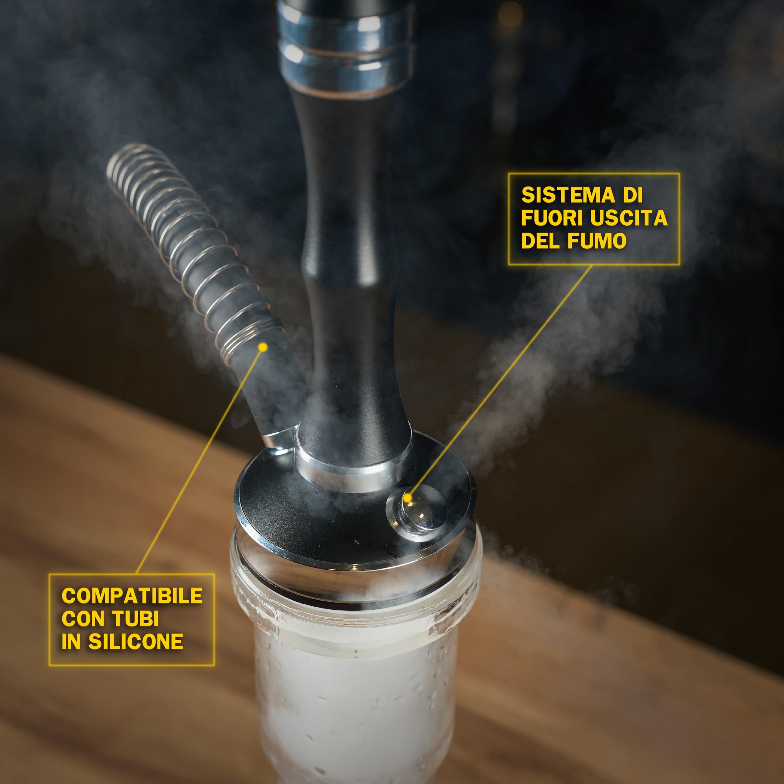 Dark Shisha Eclipse 60 cm | Cachimba de Aluminio Negro con Cazoleta de Barro, Chimenea Metálica, Manguera de Silicona y Accesorios Completos