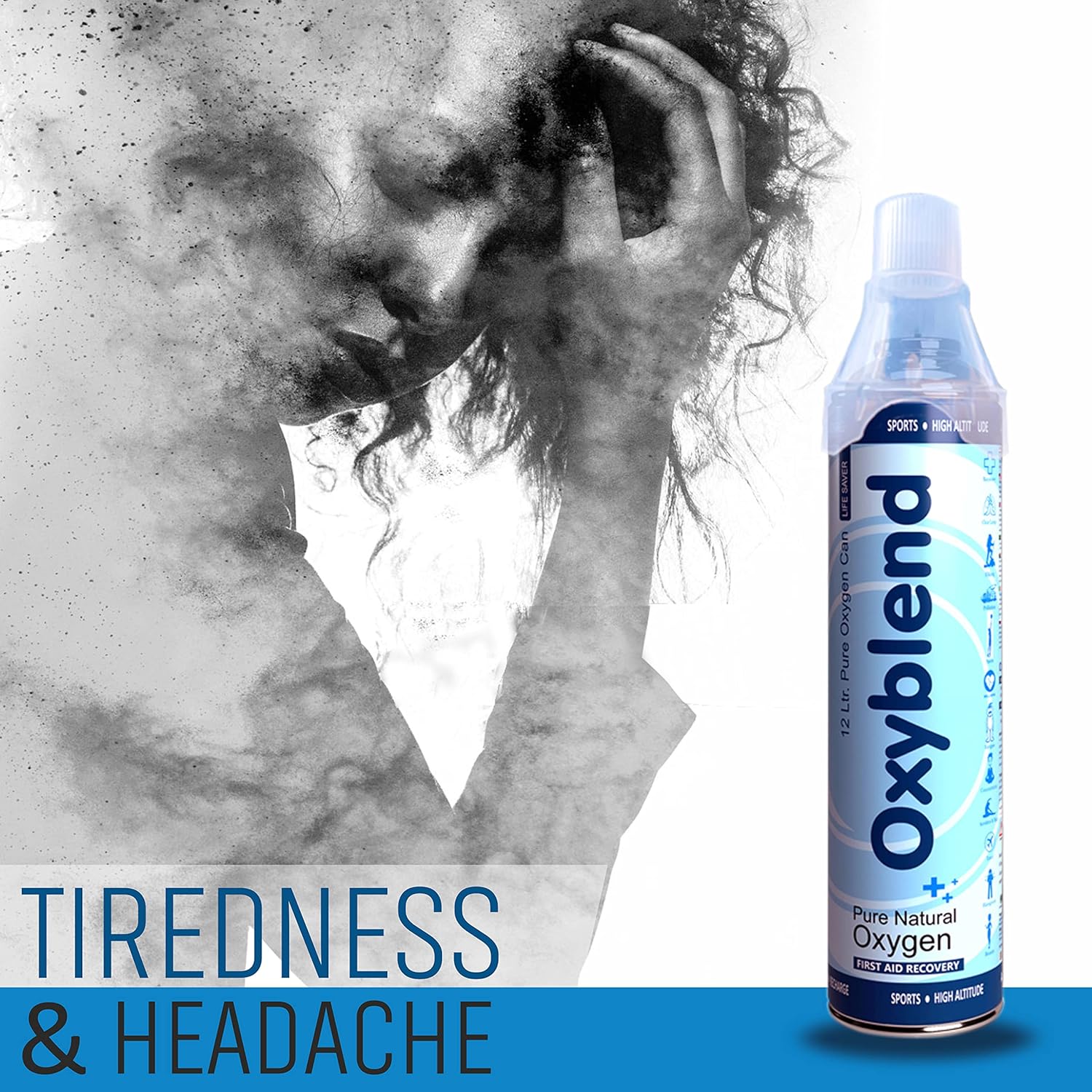 Oxybade Natural Oxygen Cylinder - 12L (6L pack) | 250+ Spray | Can be potable. Light oxygen can be accompanied by a mask for height/pollution and respiratory relief. Home, Travel and Emergency Uses |