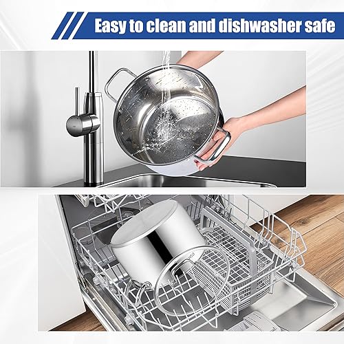 Miniatura 7 de Olla de acero inoxidable, 8 cuartos de galón, compatible con inducción, olla de cocina con mango remachado, apta para horno y lavavajillas