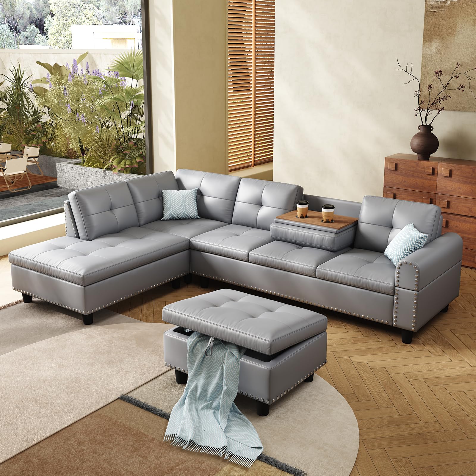 97.5" Oversized Sectional Couch, L Shaped Couchwith Storage Ottoman, Modern Modular Sofa withDeep Seat, Sectional Couches for Living Room andOffice,