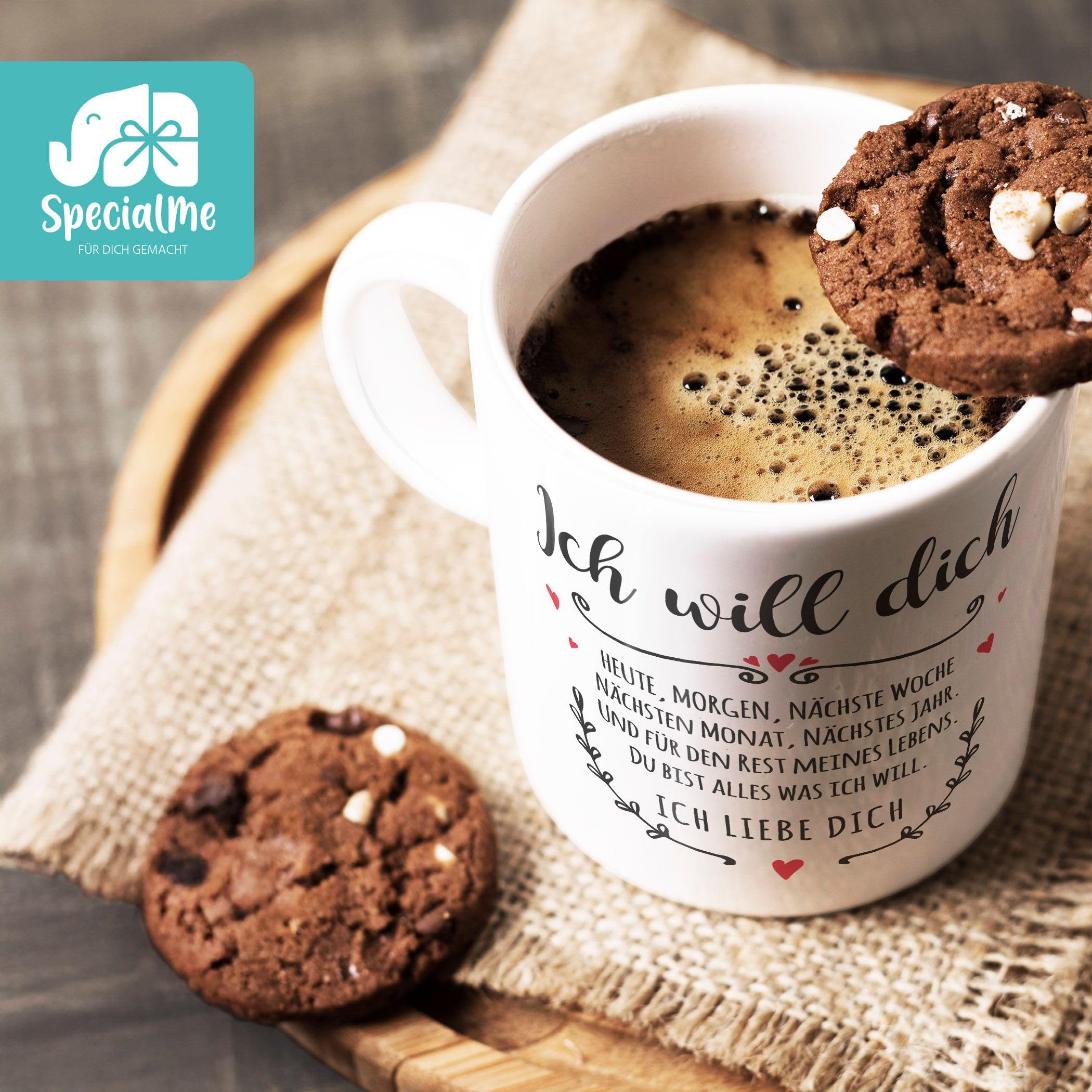 Liebestasse Mit Spruch 'Ich Will Dich Heute, Morgen' – Perfekt Als Valentinstagsgeschenk Oder Liebeserklärung