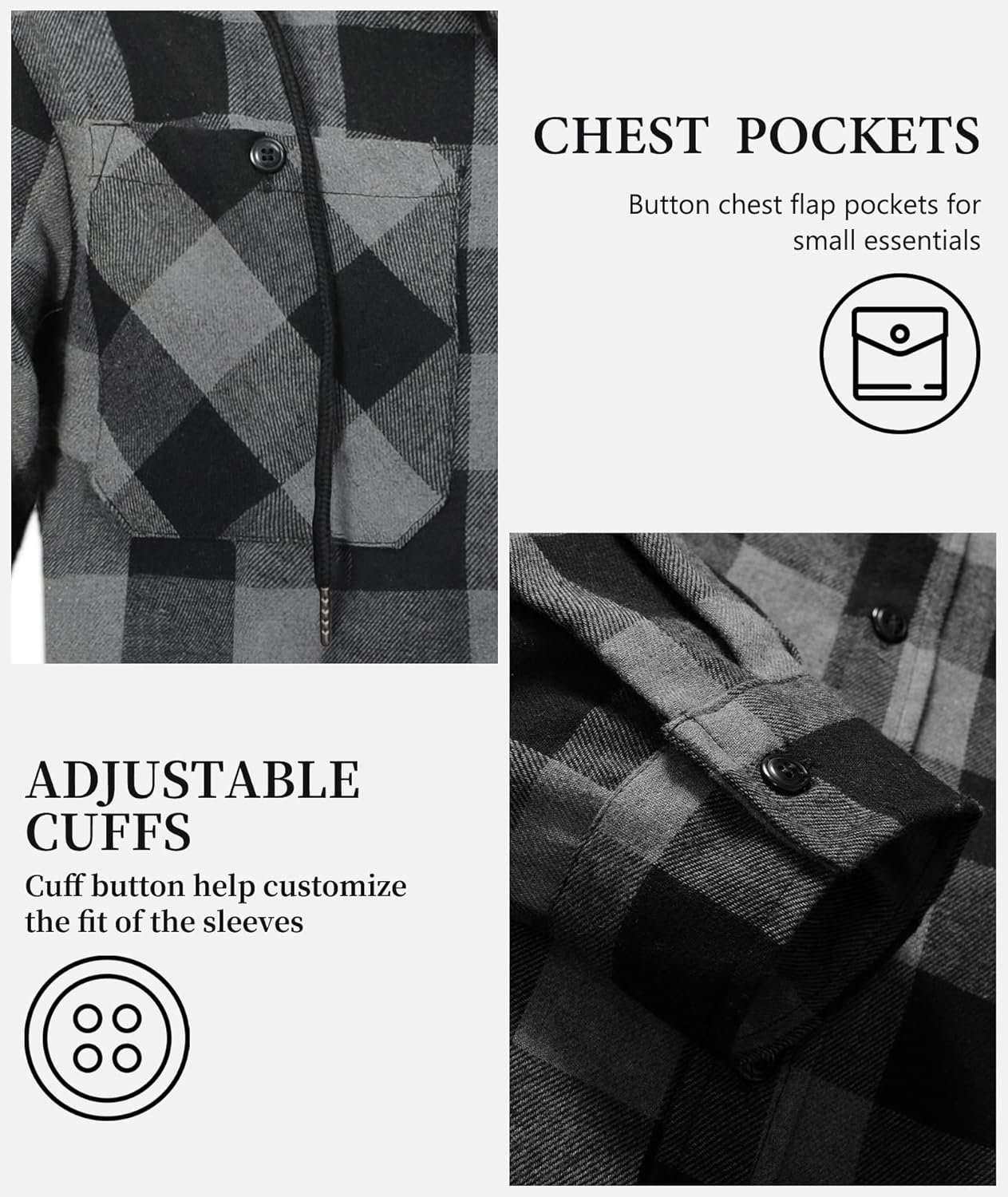 5 Pack Men's Flannel Shirt Plaid Hoodie Fall Casual Button Down Shirt Jackets Long Sleeve Stylish Hooded with Pocket - Image 5