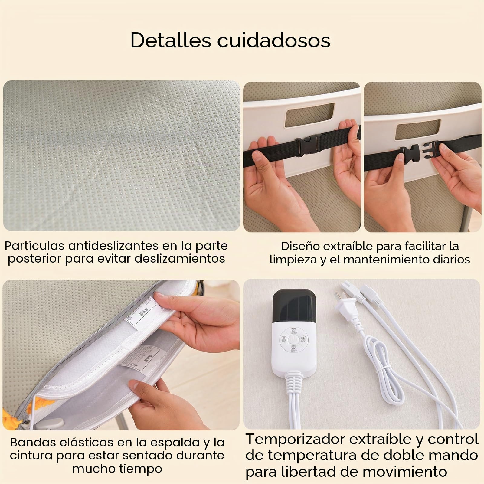 Almohadilla Electrica para Silla de Oficina, Almohadilla Térmica Cómoda, Almohadilla Térmica para Respaldo Completo, Manta Electrica con Control Remoto, Control de 9 Temperaturas y 4 Temporizadores(Be