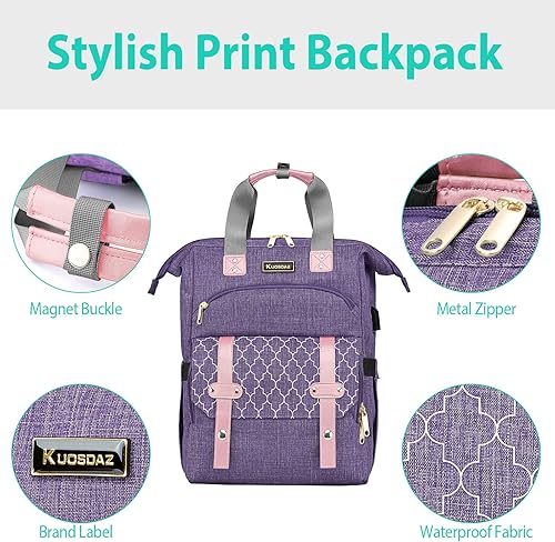Miniatura 6 de Kuosdaz Mochila para mujer, Púrpura, Mochilas de viaje
