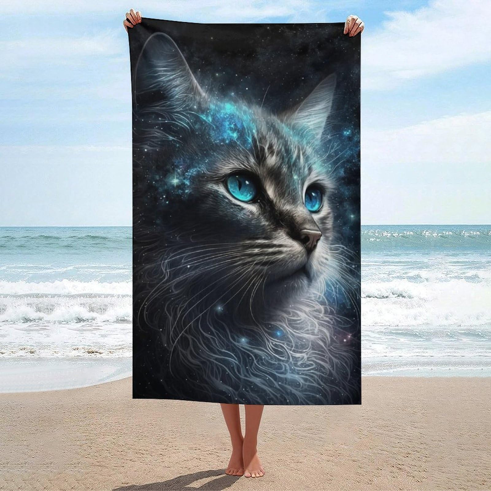 Serviette de plage pour spa et salle de sport Cosmic Cat