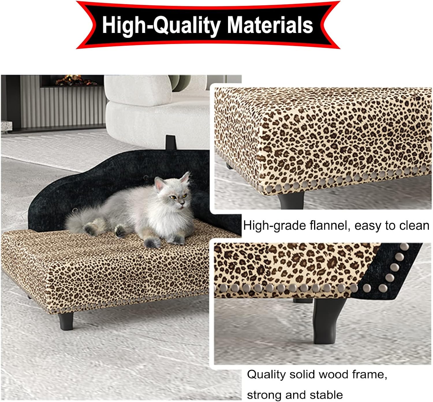 Pet Couch Bed Small and Medium Pet Sofa Bed, Luxury Living Room Dog Sofa Pet Rest Bench, Soft Comfortable Flannel Removable and Washable Sofa, Universal for All Season