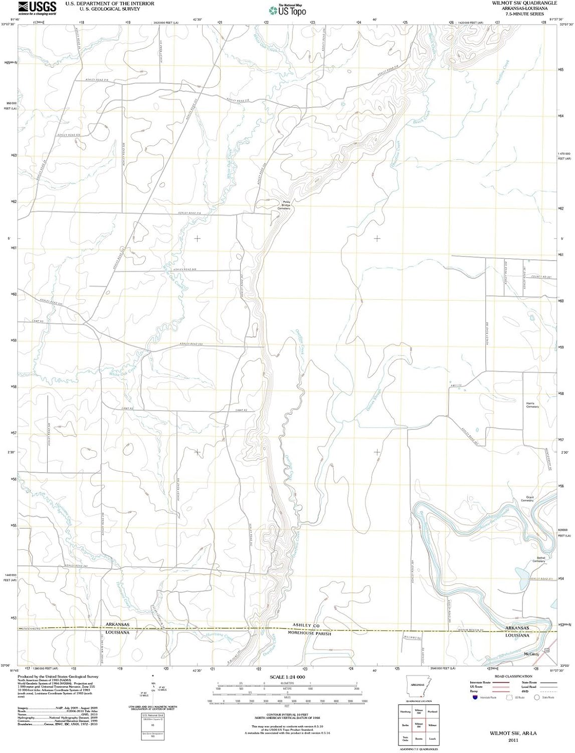 2011 Wilmot, AR Arkansas USGS Historical Topographic