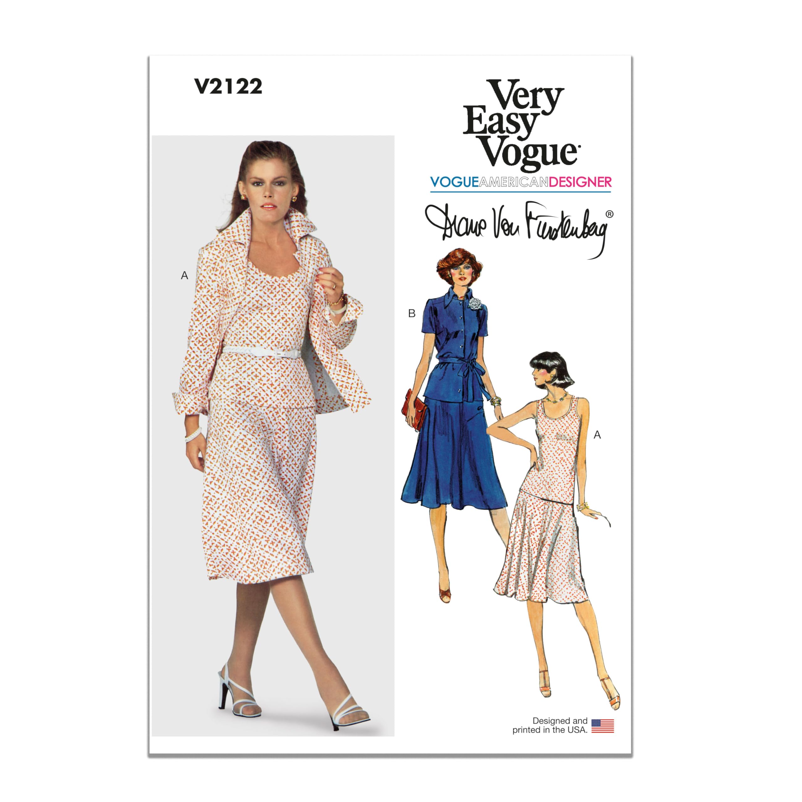 Vogue Sewing Patterns V2122Y5 Misses' Knit Jacket, Belt, Skirt and Top by Diane von Furstenberg Y5 (18-20-22-24-26)