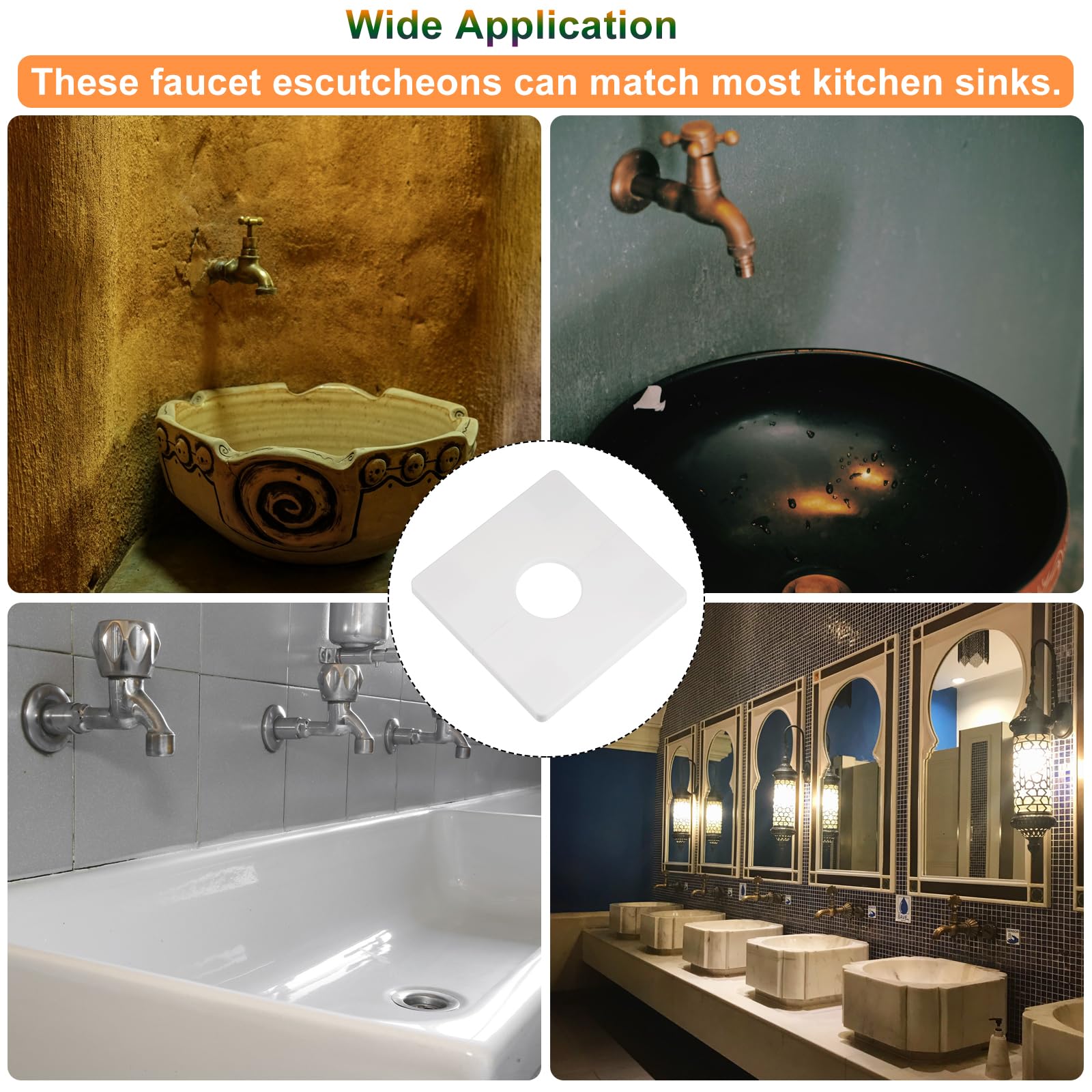 QUARKZMAN 4 Stück Wand-Split-Flansch, ABS Quadratische Selbstklebende Rosettenplatte mit 28mm/1,1 Zoll Durchmesser Loch, Wasserrohrabdeckung für QUARKZMAN 4 Stück Wand-Split-Flansch, ABS Quadratische Selbstklebende Rosettenplatte mit 28mm/1,1 Zoll Durchmesser Loch, Wasserrohrabdeckung für