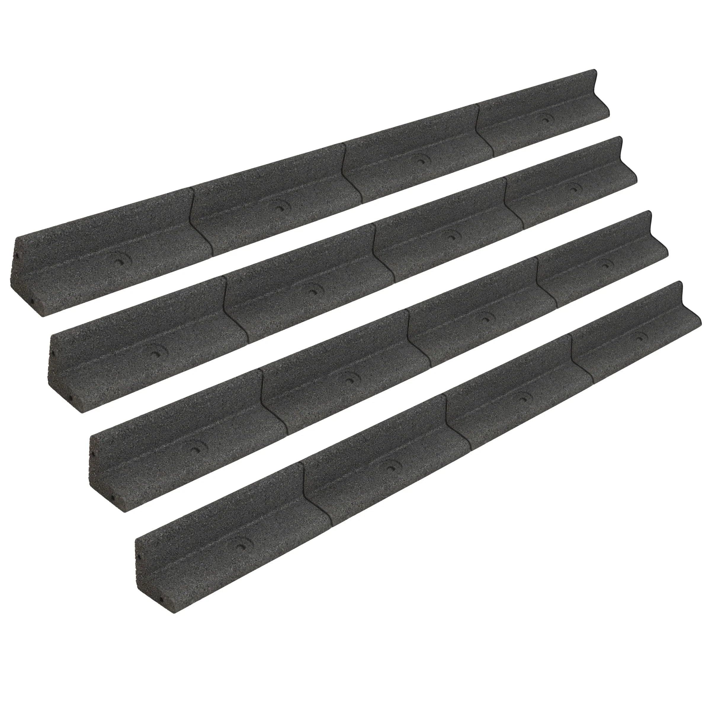 Flexible Lawn Edging Garden Border Grass Pathways Path Edge Vegetable Plot Flowerbed Raised Borders Rubber Artificial Grass Grey | Pack of 4 x 1.2m