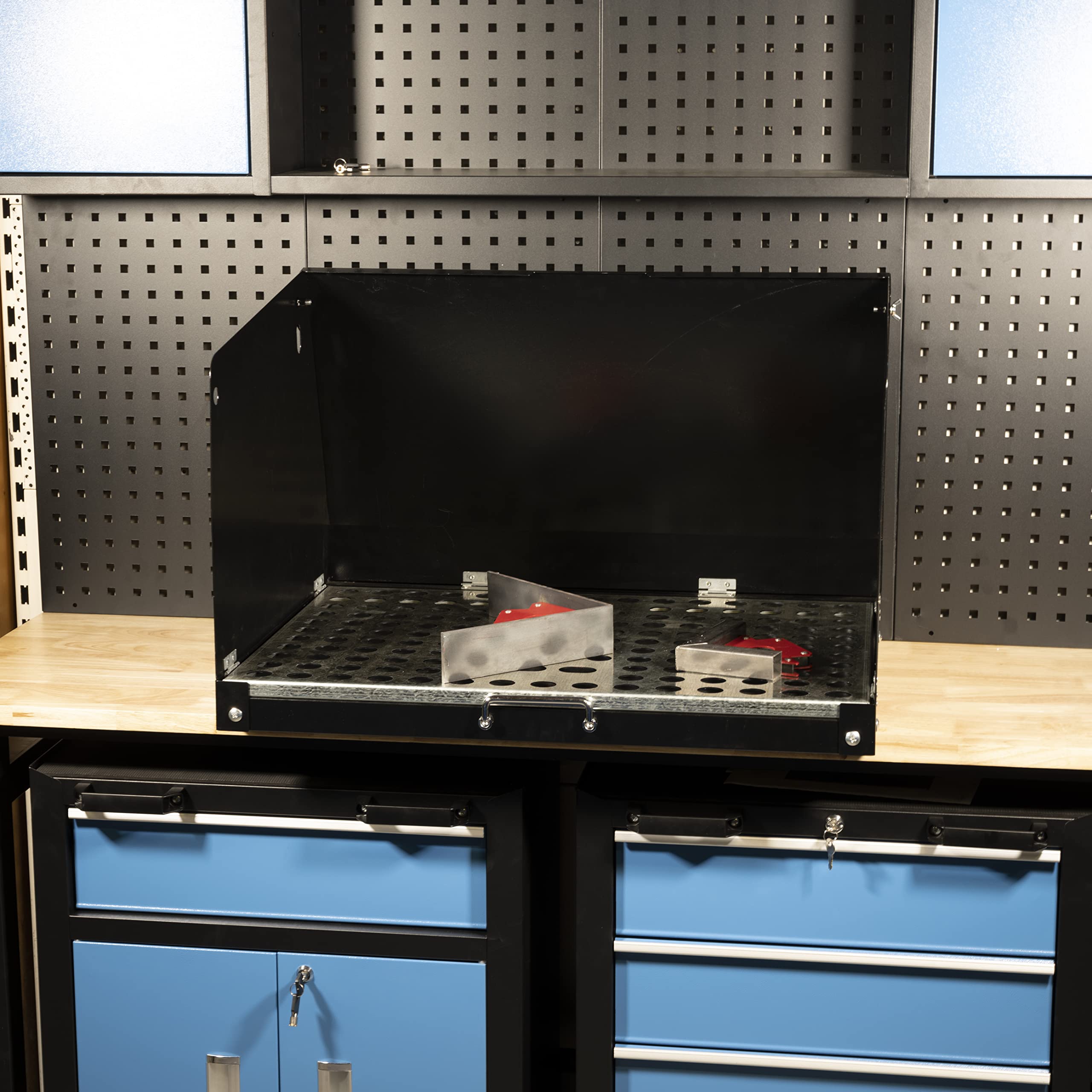 Güde MSK 760 - Cabina de soldadura móvil (plegable, chapa de acero estable, rejilla galvanizada extraíble, asa, superficie de trabajo 745 x 525 mm, protección contra rayos UV, puntos de soldadura y