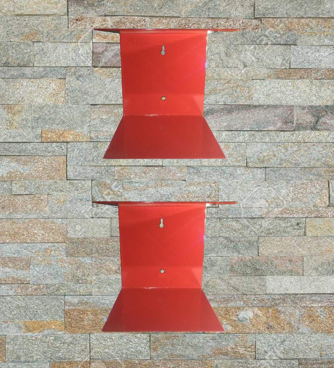 myl Book Shelf Wall Mounted Heavy Duty Metal Invisible Book Shelves 2 Piece Per Pack (Made in India) with Screws & Plastic Anchors Included (2, Red)