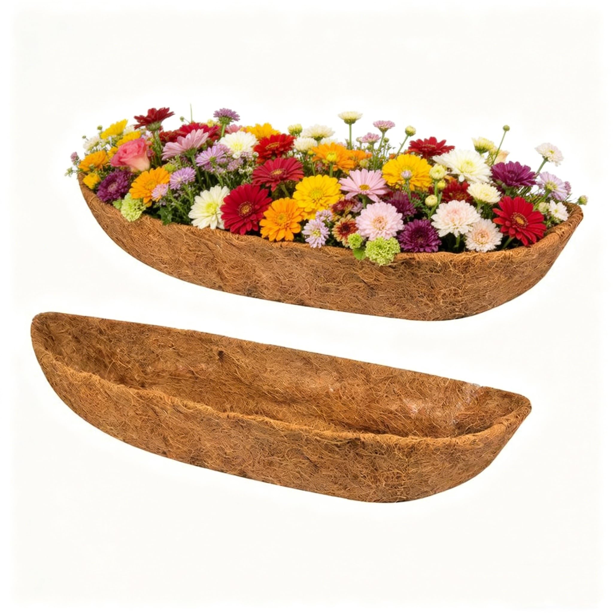DexQur 1/2/4/6PCS Trough Coco Replacement Liners, Multiple Sizes Coconut Liners for Wall Planters Hanging Basket Liners, Plant Liners for Trough Planters for Indoor Outdoor Decor (2PCS, 30inch)