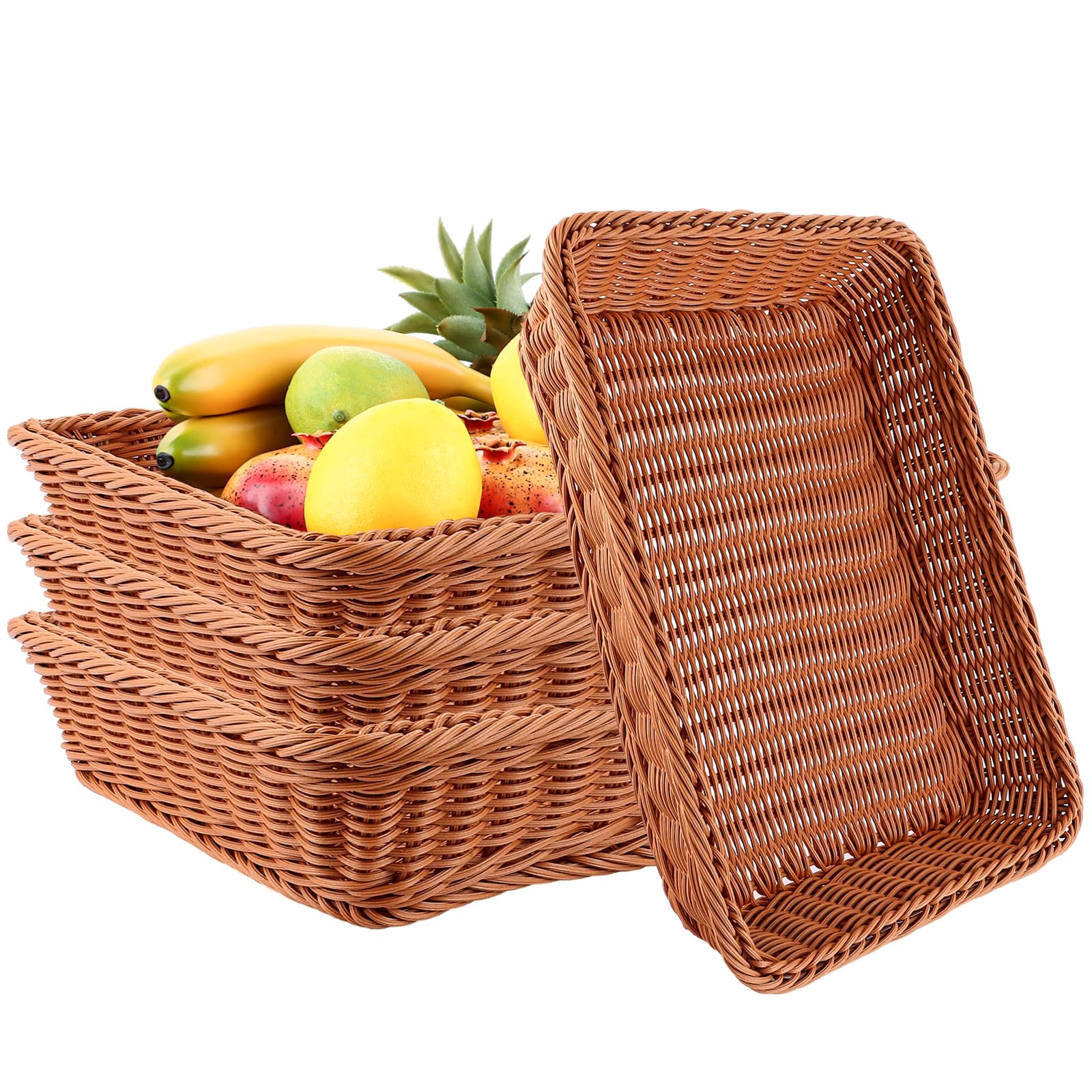 DAJAVE Juego de 4 cestas para panecillos 40x30x8 cm, cestas de pan trenzadas, cesta de mimbre de ratán, cesta de almacenamiento tejida de mimbre para verduras, frutas, pan, alimentos, para el hogar
