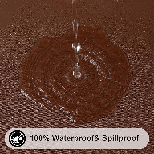 Miniatura 10 de smiry Mantel rectangular, mantel de vinilo elástico ajustable con parte trasera de franela para mesas plegables de 4 pies, fundas impermeables y