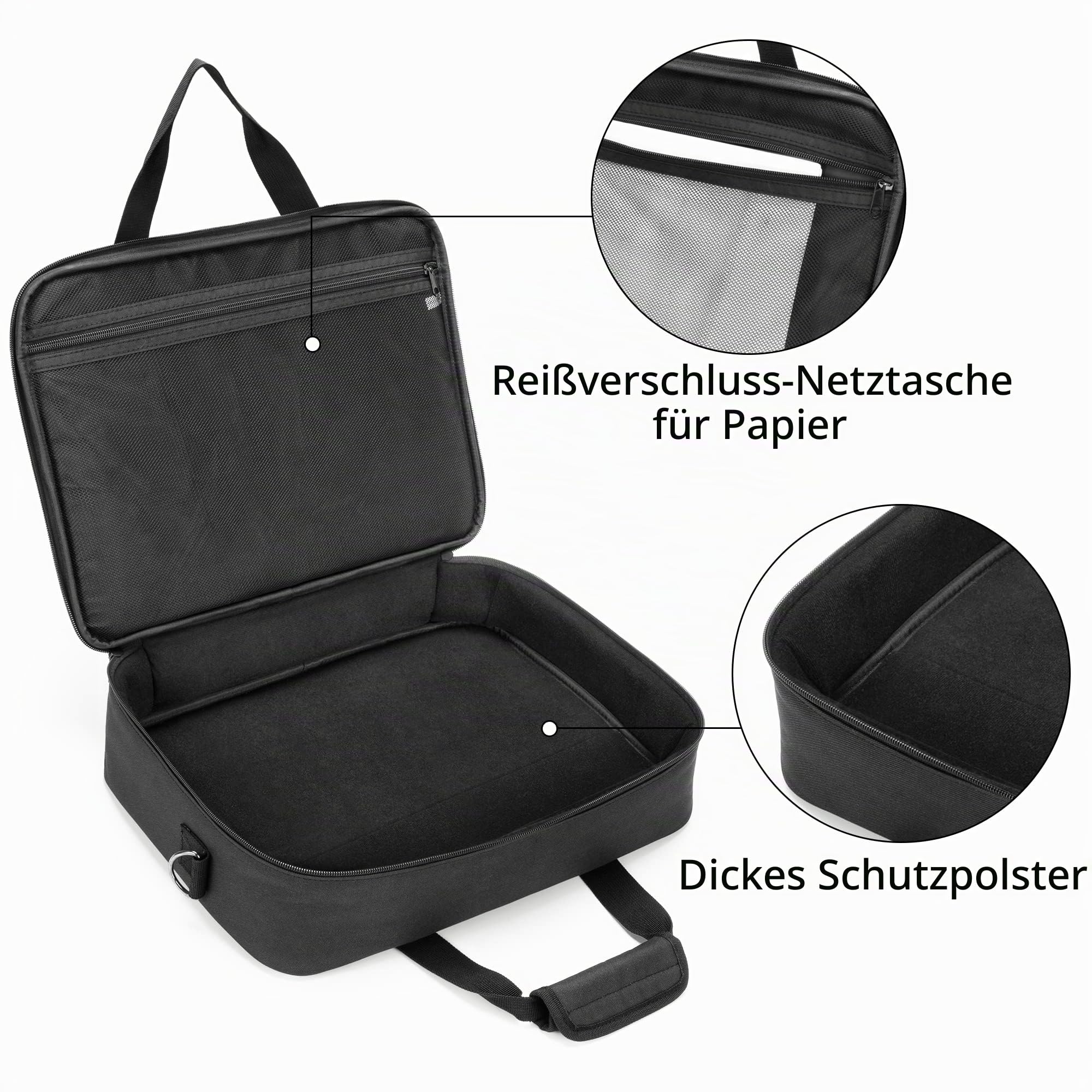 samdew Einlagige Aufbewahrungstasche für Tragbare Mobile Drucker | Kompatibel mit HP Tango/Tango X, HP Officejet 250/200, Trage Tasche für Druckermit Laptop Schicht(bis zu 14"), Trolley Gurt