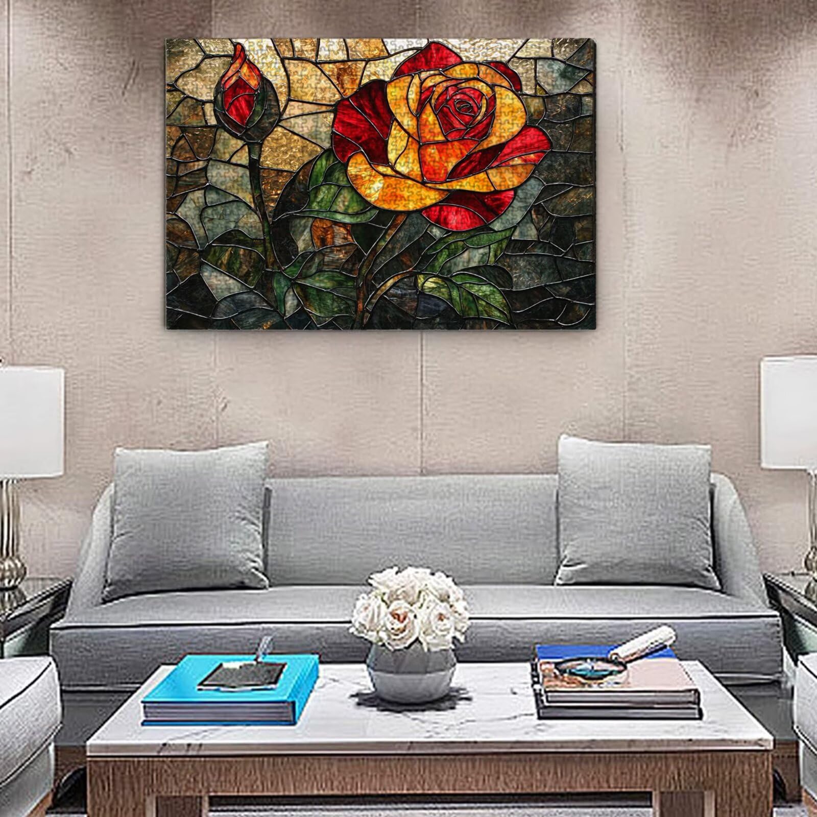 Jigsaw Puzzle, 6000 Pezzi Puzzle Classici, Vetro Puzzle Rilassamento Intelligence, Mpossibile Difficile Puzzles impegnativo per adulti Puzzles per Gioco Familiare, Regalo per Amore Amico Rosa K0F-263