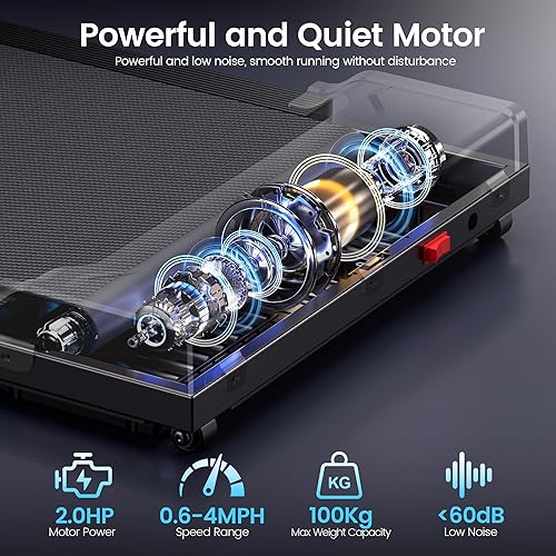 Miniatura 4 de Caminadora para el hogar, almohadillas para caminar debajo del escritorio con control remoto, mini máquina eléctrica portátil para correr,