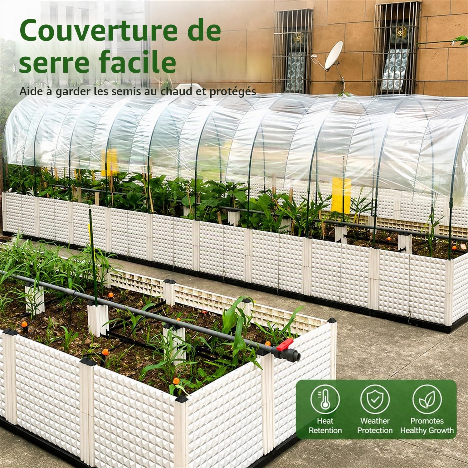 Bâche de Serre en Polyéthylène Transparente 2 x 10 m pour Jardin | Film Plastique Épais et Résistant pour Polytunnel, Couverture Horticole et Protection des Cultures contre le Vent et la Pluie