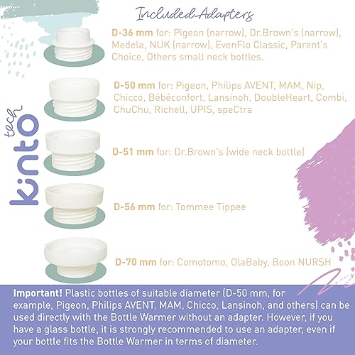 Miniatura 3 de Calentador de biberones portátil con 5 adaptadores, calentador de botellas de viaje recargable de calentamiento rápido con control de temperatura,