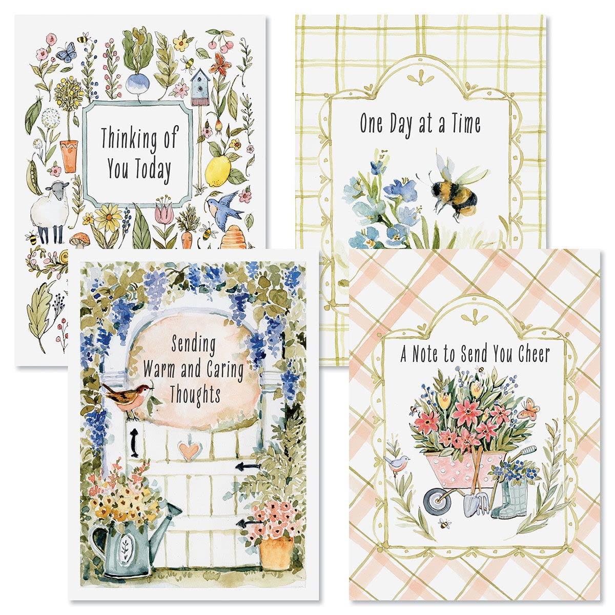 Current Sweet Life Thinking of You Cards - Set of 8 (4 designs), Large 5" x 7" Friendship Cards, Sentiments Inside, White Envelopes